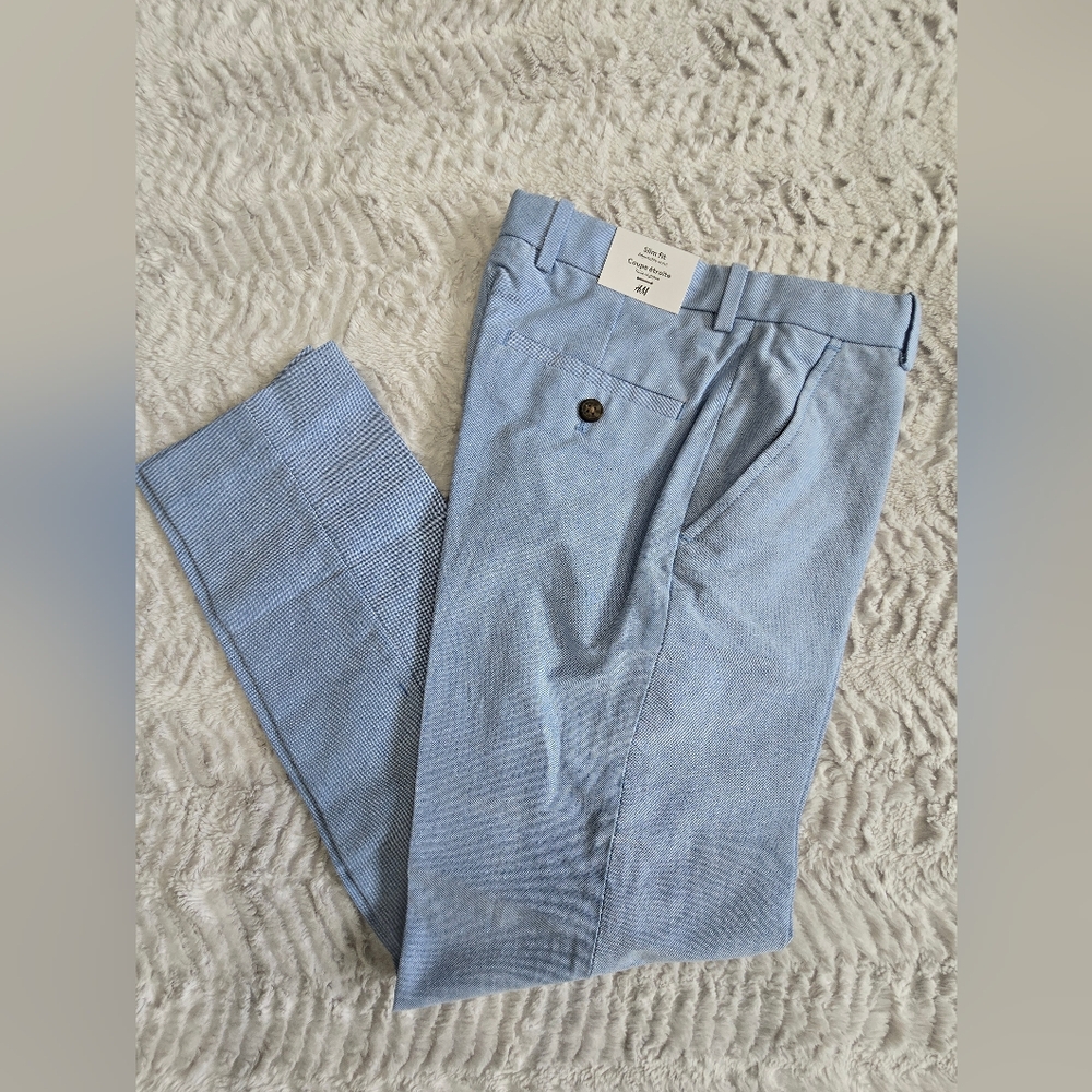 Boys Size 8-9y  Blue Cotton Dress Pants